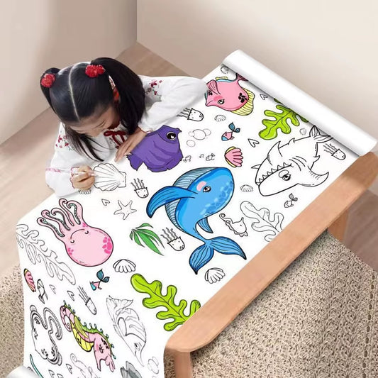 90Cm Animal Canvas Children'S Drawing Roll DIY Coloring Paper Roll Color Filling Graffiti Paper-Cut Painting Educational School